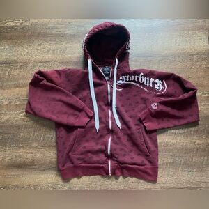 STARBURY hoodie vintage Y2K rare streetwear Stephon Marbury NBA sz L ♠️ burgundy